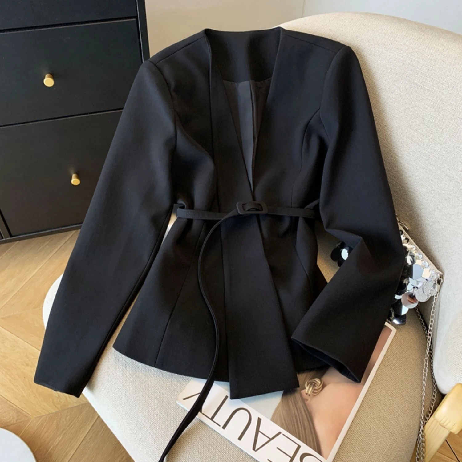 Elegant Women's Jacket Fashionable Trendy Lightweight Luxury Autumn Top Ladies Suit Premium Quality Polyester Fiber