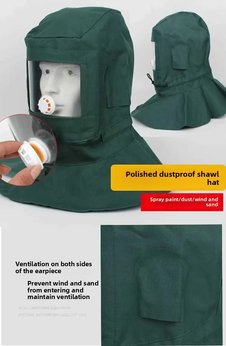 1Pc Industrial Labor Work Protection Canvas Sand Blasting Hood Anti Wind Anti Impact Mild Blasting Polishing Mask