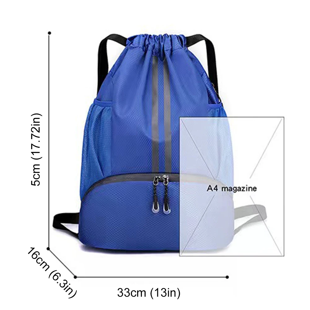 Bolsa de basquete com cordão e compartimento para sapatos, bolsa para esportes ao ar livre, separação seca e molhada, mochila para caminhadas e escalada para homens e mulheres