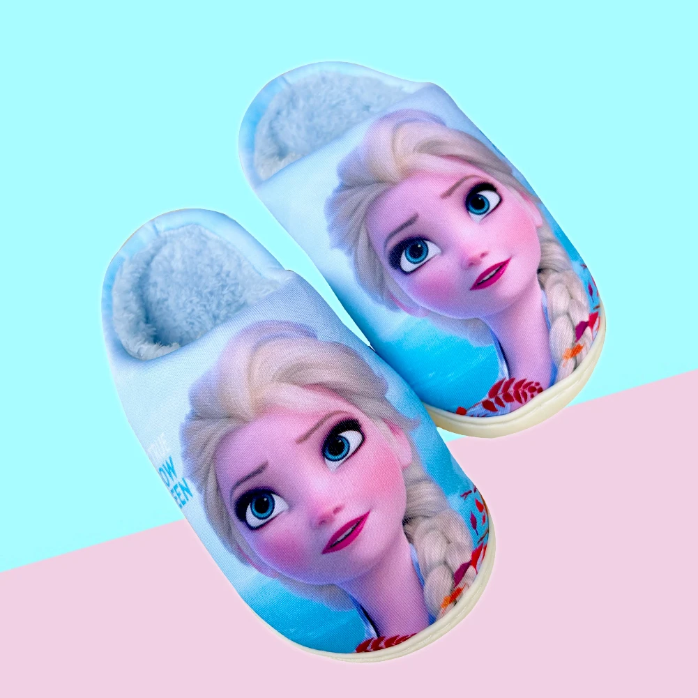 New 2-9Y Autumn Winter Kids Shoes Girl Slippers Children Elsa Cartoon Christmas Slippers Pantoufle Enfant Baby Shoes Hausschuhe