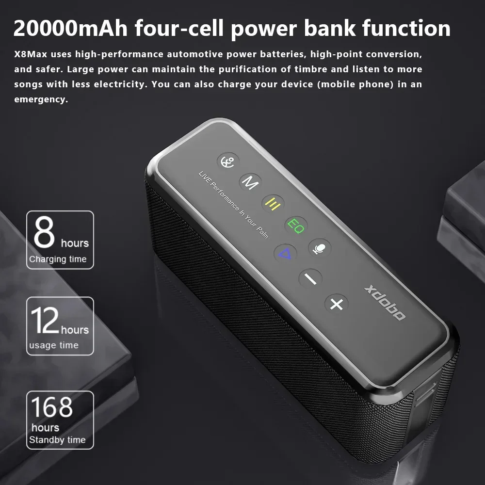 100W Super Power Subwoofer IPX5 TWS XDOBO X8 MAX 20000mAh Outdoor Camping Sound Column Caixa De Som Bluetooth Speaker Boombox