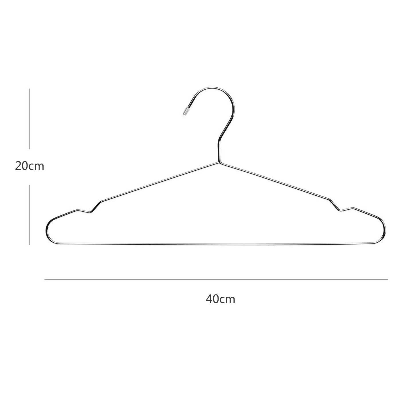 B84B-Hangers Stainless Steel 40 Cm 20Pcs Hangers For Clothes Standard Notched Hanger Space Saving