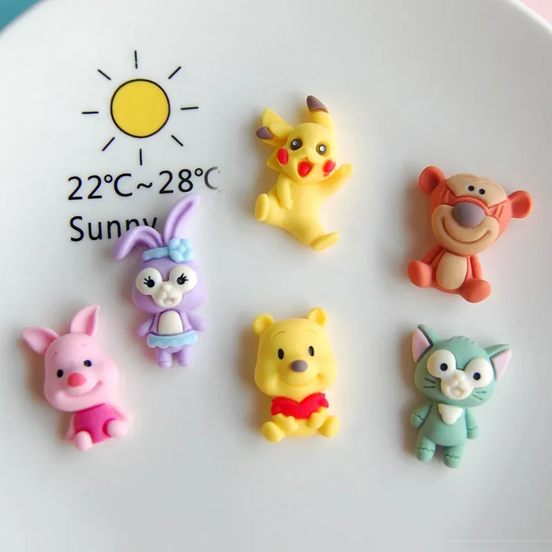 5pcs hot toys disney series winnie cartoon resin flatback cabochons diy crafts materials jewelry making charms