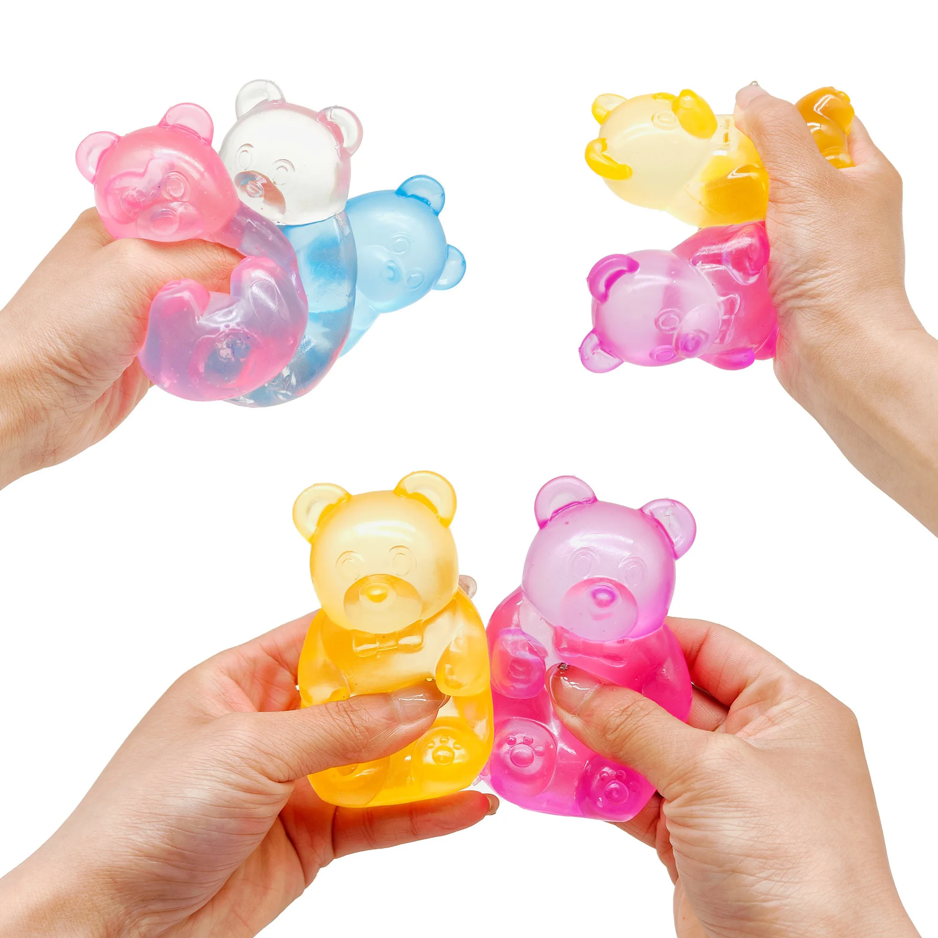 Colorful Gummy Bear Fudge Squeeze Toy Jelly Bean Gummy Candy Fidget Hand Relax Toy Anti-Stress Release Adult Gift