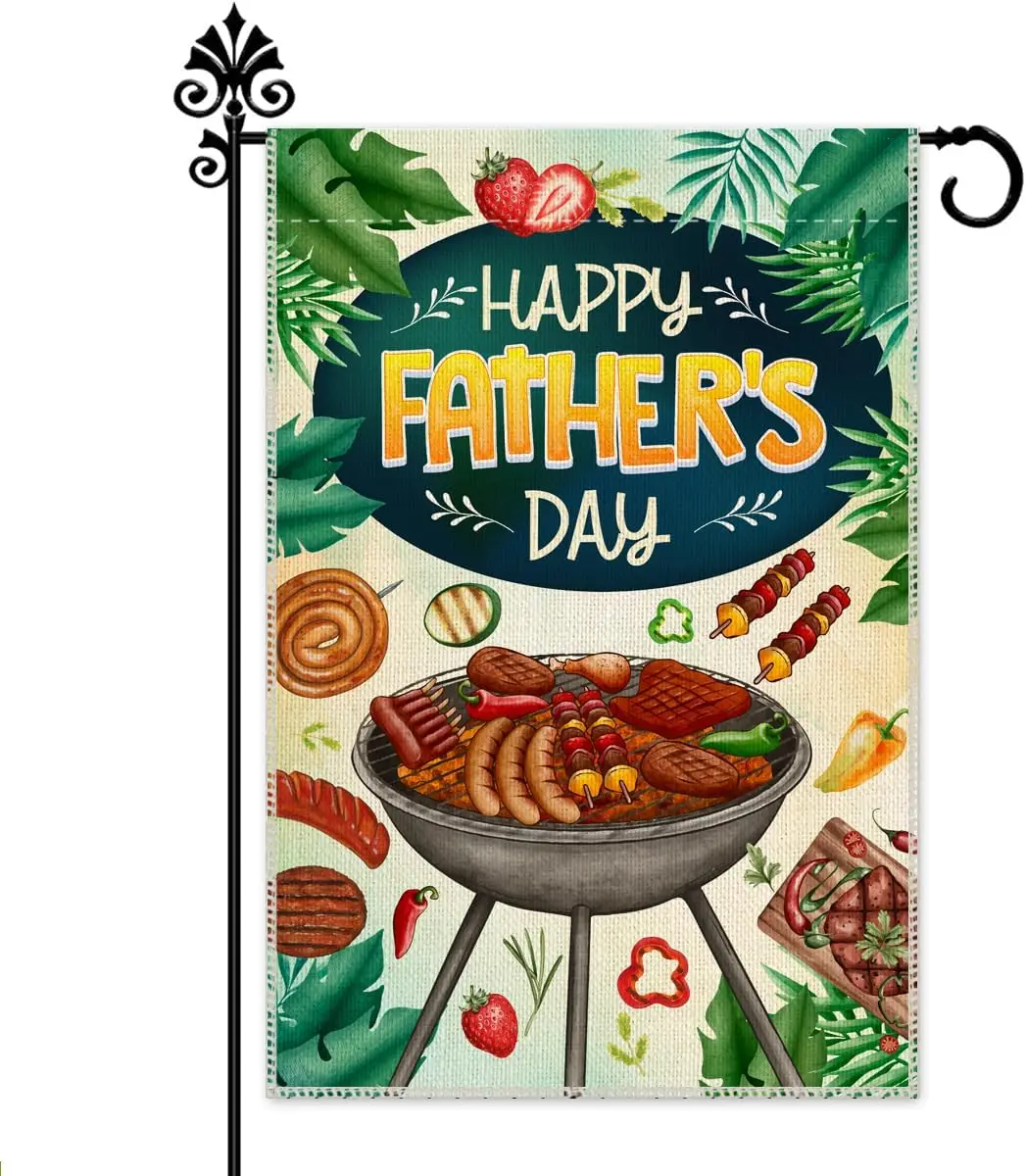 Hafhue Happy Father's Day Garden Flag, 12 x 18 Inch Double Sided Farmhouse Holiday Yard Garden Lawn Decoration Flag, Bar EYY SSL