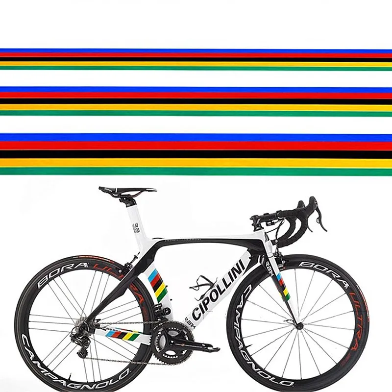 1PC Rainbow Colors Bicycle Stickers Waterproof for MTB Head Tube Fork Top Tube Personalised Decoration Road Bike Vinyl Decals