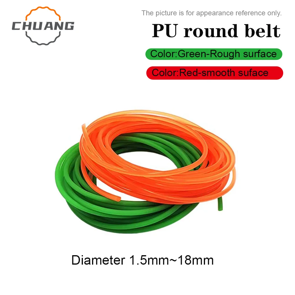 

Green Polyurethane Conveyor Belts 1.5-18mm synchronous belt strip driving motion conveyor Round PU belt