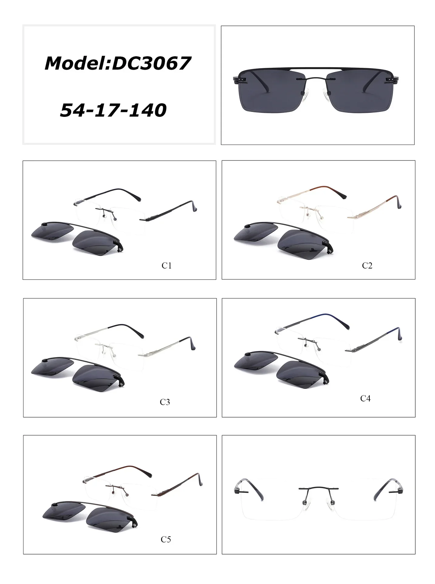 

KUXA Clip on Glasses Rimless Eyeglass Magnetic Polarized Lenses Frameless Myopia Presbyopia Reading Glasses Driving Fishing Glas