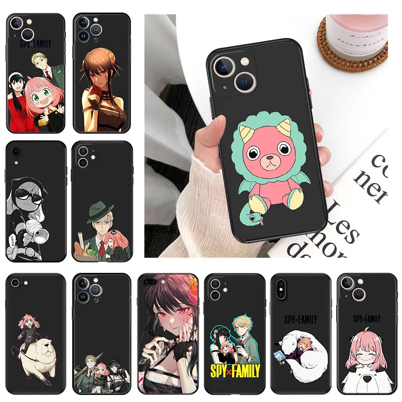 Black Matte Phone Case for iphone 16Pro 15 14 13 12 Mini 11 16 Pro Max 7 8 Plus X XS XR Anime Spy × Family Girl Soft Cover