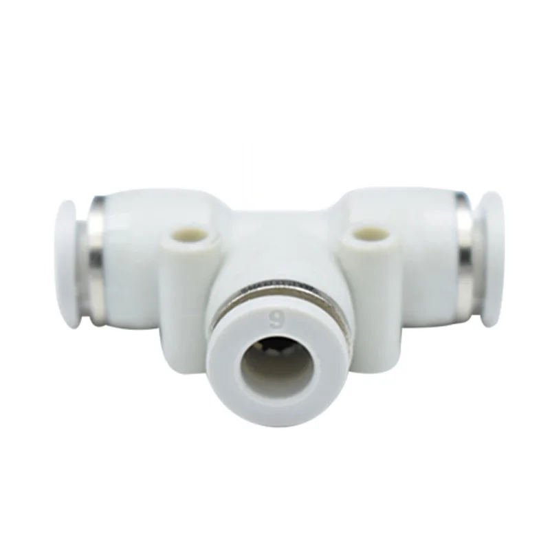 OD 4 6 8 10 12 16mm White Pneumatic PE 3-Way Connector T shaped Tee Adapters Hose Tube Push In Air Gas Fitting Quick Fittings