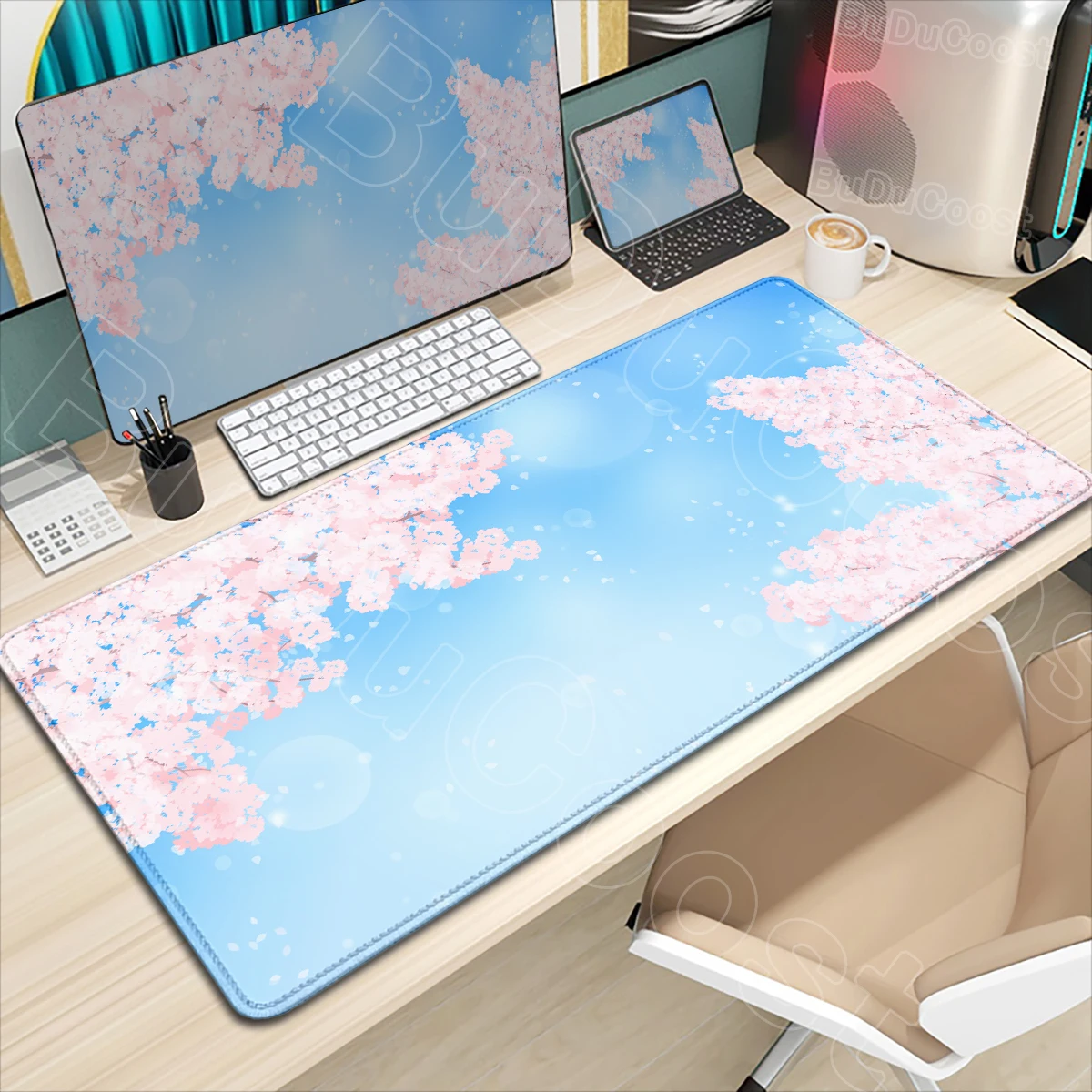 

Pink Cherry Blossoms Pattern Mousepad Home Computer Table XXL PC Mouse Pad Sakura Keyboard Rug Desk Mat Office Desk Accessories