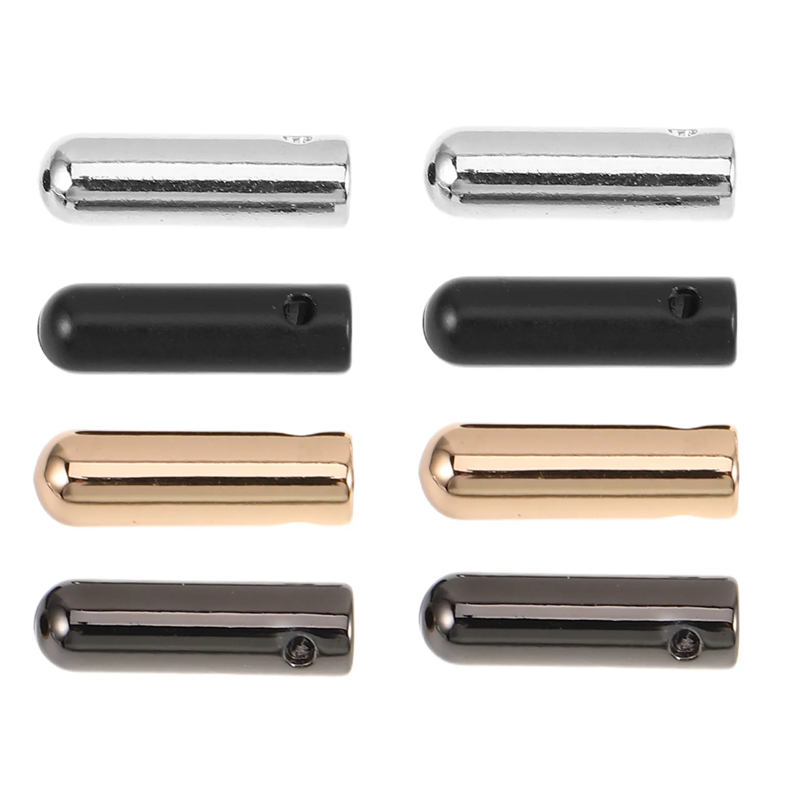 8Pcs Metal Drawstring Cord Ends Bell Pendant Aglets Oval Alloy Tips Multicolor Silver Black Gunmetal Light Gold for Hoodie