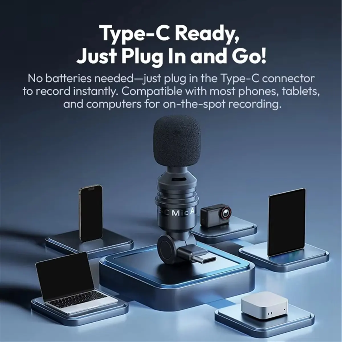 

Мини-микрофон Brave Type-C, сверхкомпактный микрофон для записи видео видеоблогов, прямая трансляция 360° ° Всенаправленный конденсаторный микрофон