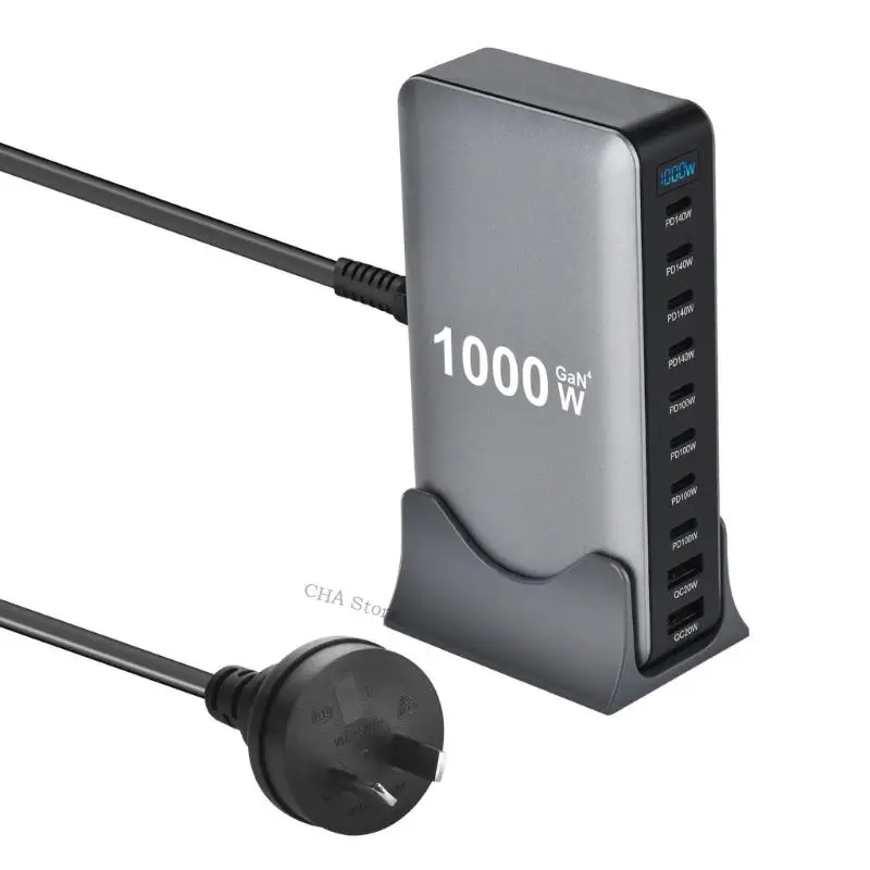 

Высокоэлектростанция 1000 Вт USB C Зарядка Hubs 10port USB -зарядное устройство для телефонов Таблетки Ноутбуки USB C Зарядное