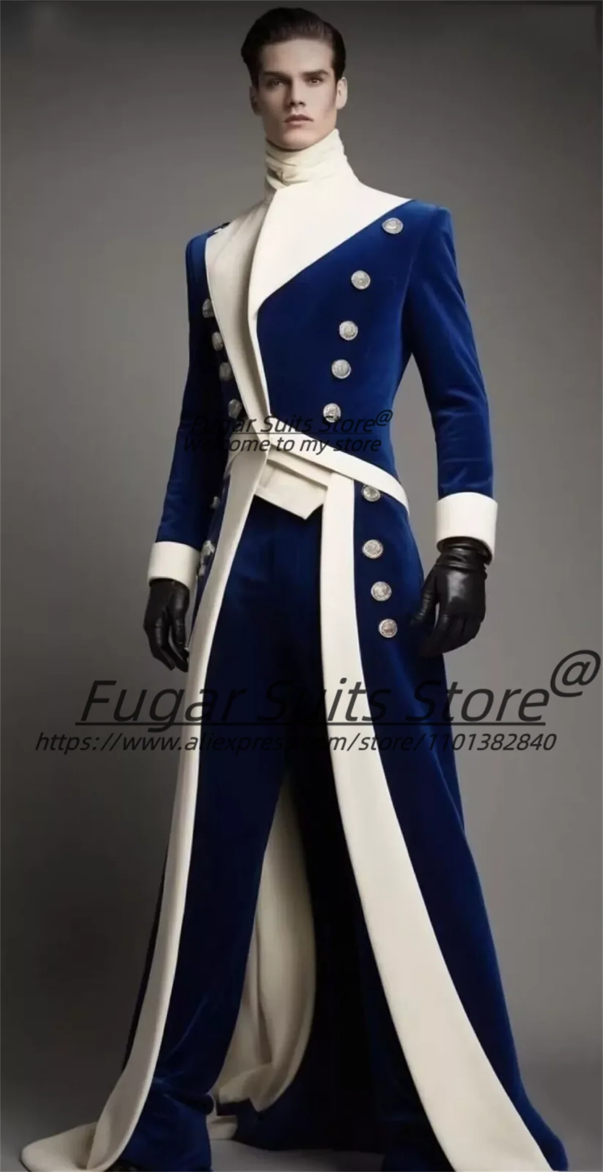 Customized Velvet Long Men Suits Slim Fit High-end Groom Party Tuxedos 2 Pieces Sets Handsome Male Blazers Casual Costume Homme