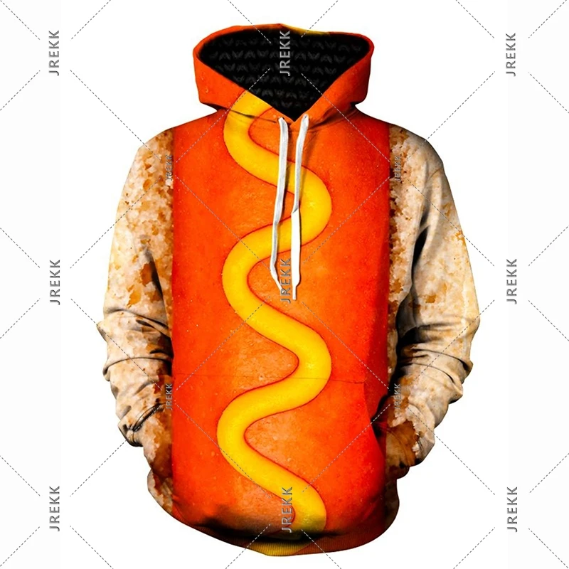 Honey Hot Dog Food Funny Hoodie Men Women French Fries Burger Food Lover Essential Hoodies Hip Hop Personality Trend Sweatshirt