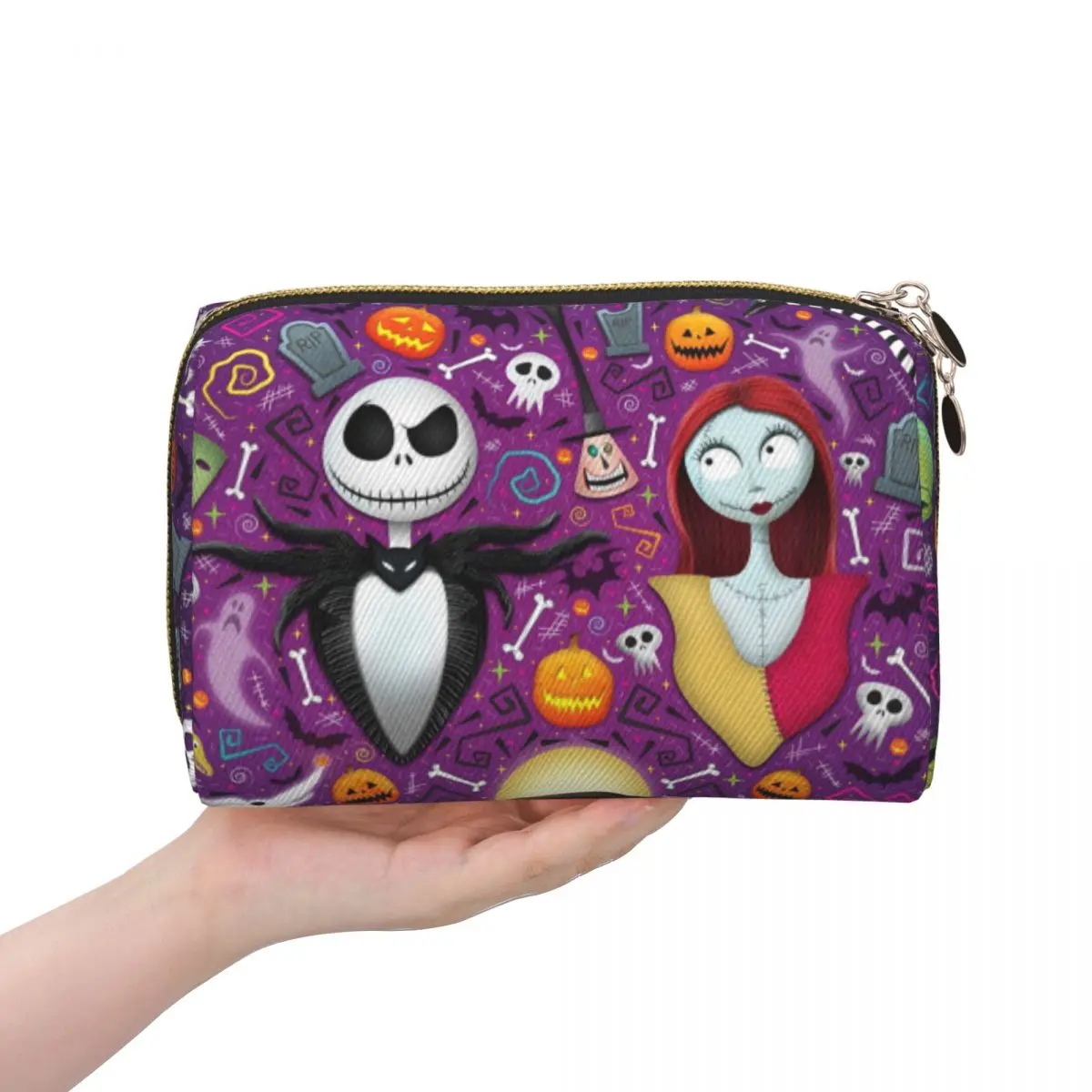 كابوس مخصص قبل عيد الميلاد حقيبة أدوات الزينة Kawaii تيم بيرتون منظم ماكياج التجميل النساء الجمال تخزين صندوق أدوات Dopp #4