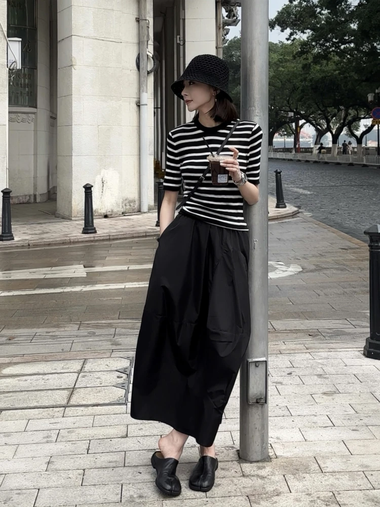 

Elegant Arc Design Bouffant Skirt Versatile High Waist Polyester Blend Comfortable Fit for Casual And Commute LAO BAN ZHOU