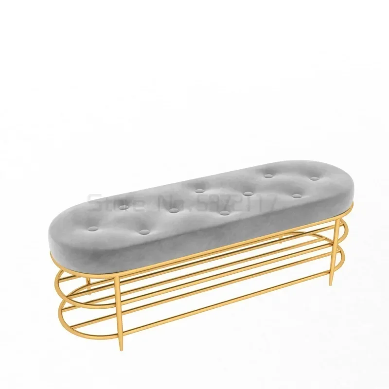 Customized Luxury shoe stool with 2 tiers shoe rack shelf sofa seat cushion