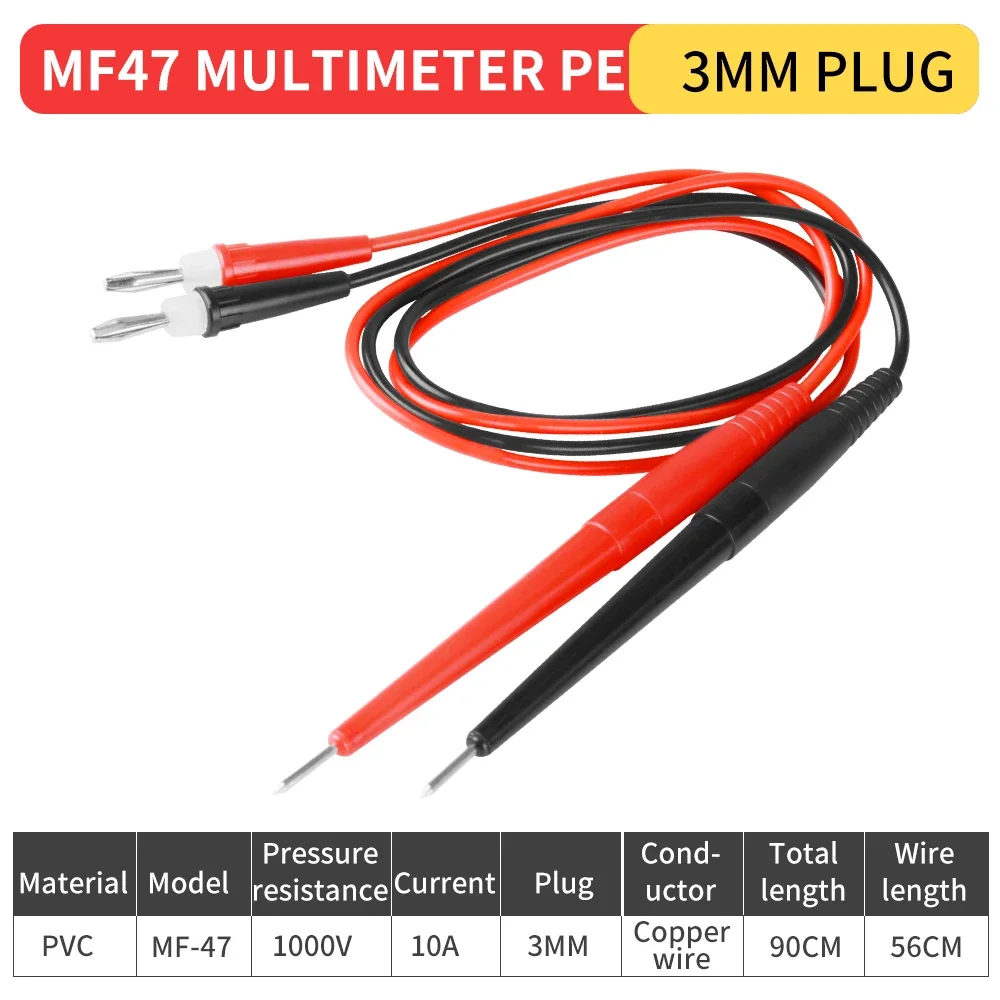 LUXIANZI MF47 Puntali per multimetro per tensione elettrica a doppia estremità Sonde di misurazione da 3 mm Penna per tester in silicone multimetro