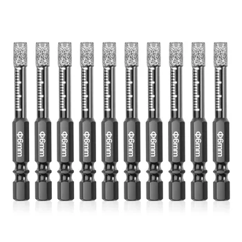 10 adet elmas matkap uçları, 6mm kuru elmas çekirdek matkap ucu Set için seramik, granit, karo, cam, mermer, tuğla, taş