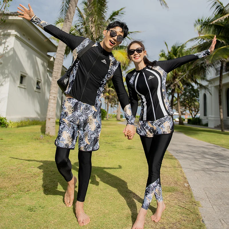 

Women's/Men's 3-5 pieces Rash Guards Long Sleeve Shirt Swimsuits Tops+Bottoms UV Sun Protection Bathing Suits Tracksuit Athletic