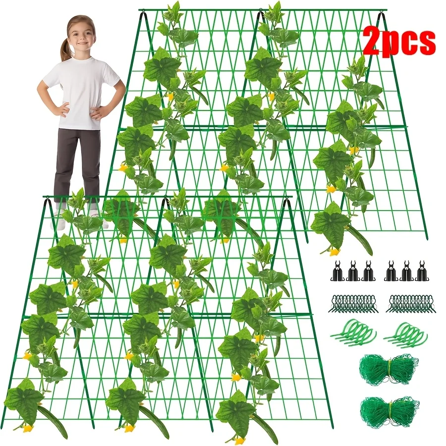 2 Packs Cucumber Trellis for Raised Beds, 31 X 47 Inch Adjustable Size A-Frame Garden Trellis for Climbing Plant Outdoors