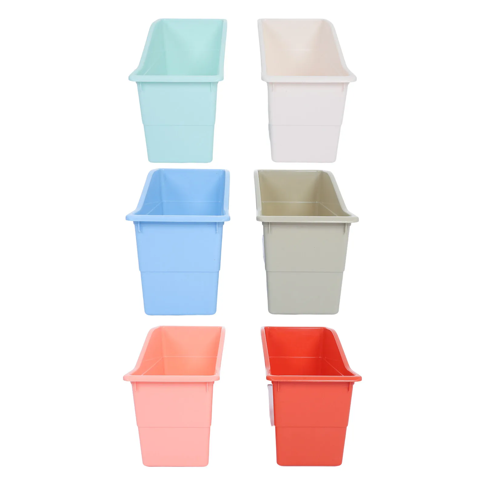 6Pcs Colorful Stackable Plastic Storage Bins Classroom Organizer Boxes for Student Desk Book Storage Stationery Document Desk