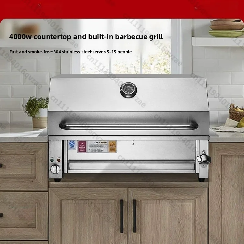 Built-in Smokeless Electric Barbecue Grill Table Stainless Steel American Barbecue Stew Grill