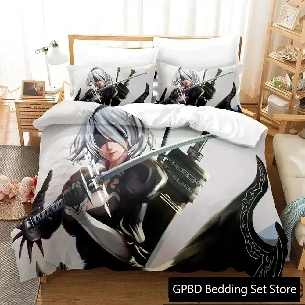 3D Print Anime Game NieR Automata 2B Bedding Set Boys Girls Twin Queen King Size Duvet Cover Pillowcase Bed boys Adult