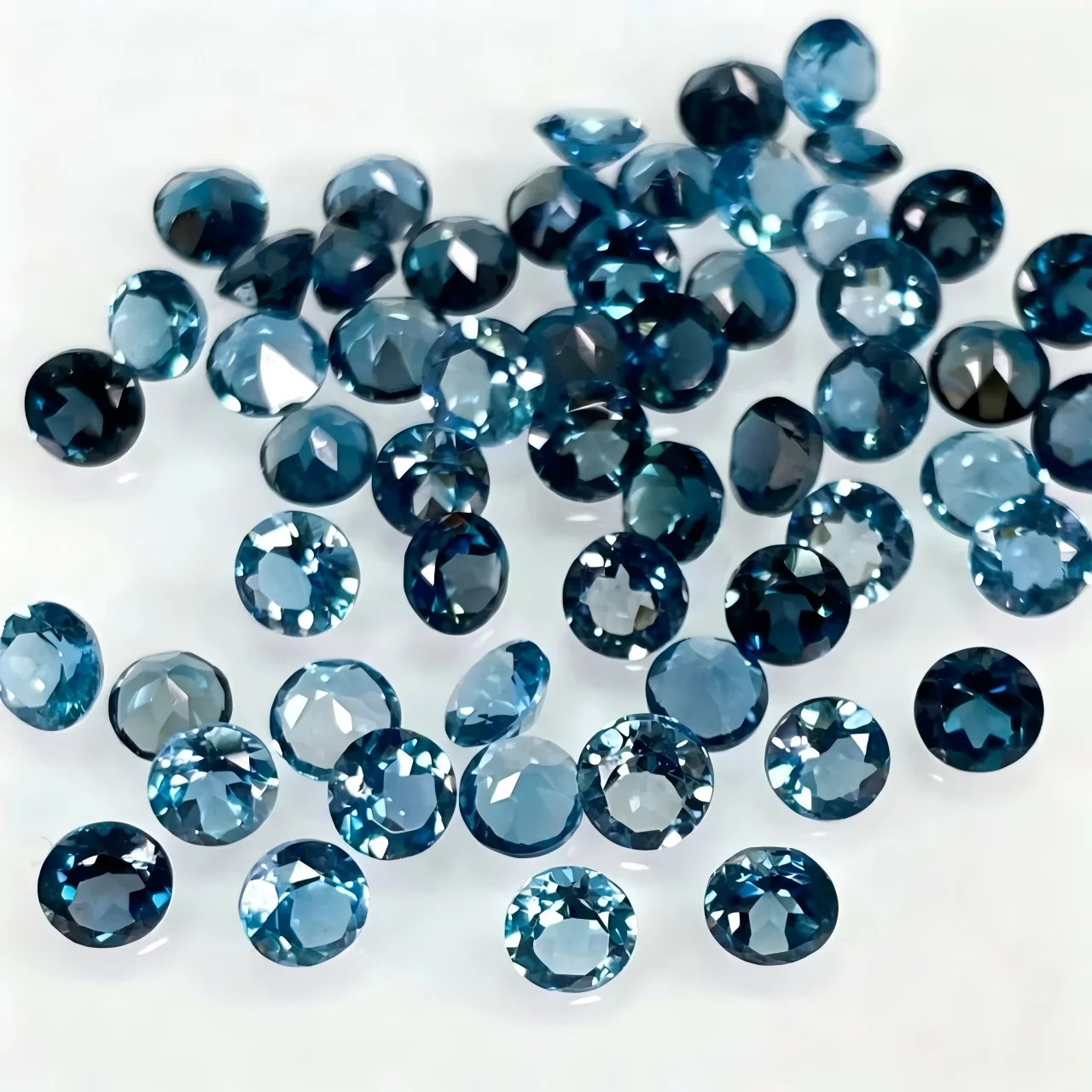 Factory Wholesale 100% Real Natural Round Brilliant Cut London Blue Topaz Gemstone Loose Gems Diy Material for Jewelry