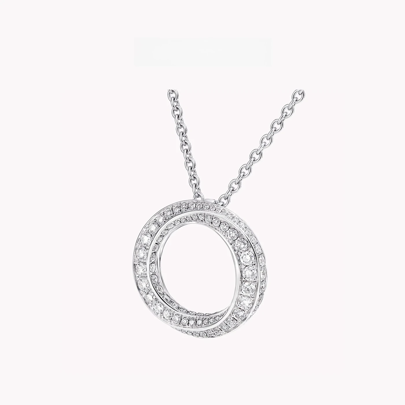 

Platinum rose gold pavé diamond necklace simple and versatile