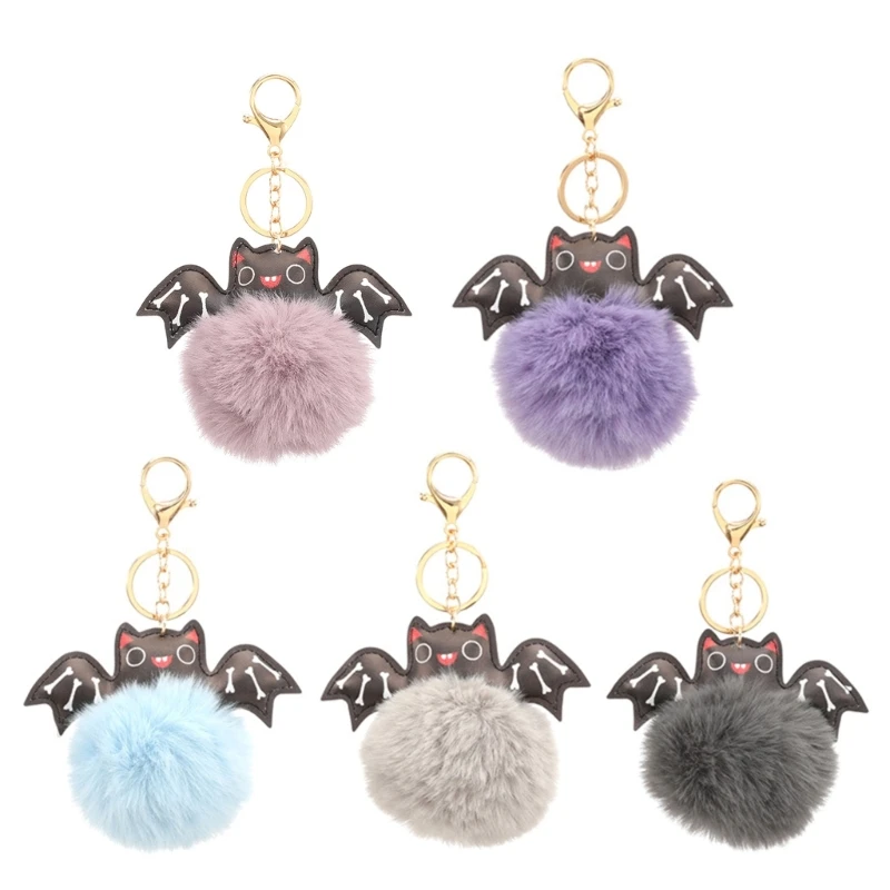 Halloween Keychain Plush Ball Keyring Bag Charm for Women Girl, Halloween Party Favor Gift Bag Fillers