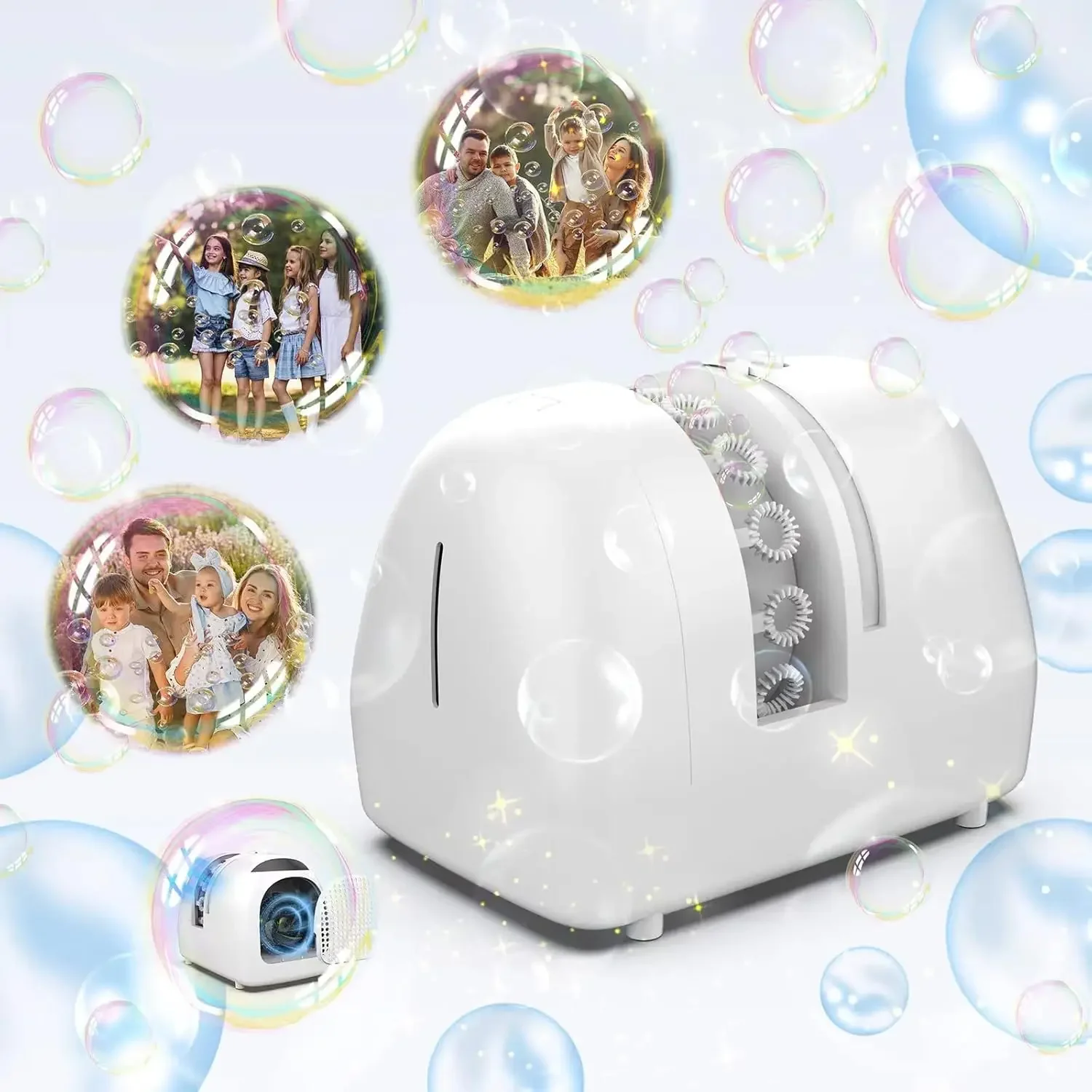 W_Bubble Machine for Kids Parties Bubble Maker Operated by Plugin or Batteries Outdoors Blower Life Theme Parties Weddings