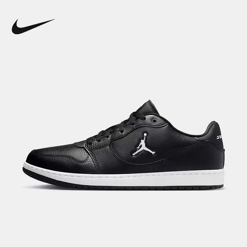 Nike Jordan Authentic Men Low Top Skate Shoes IQ5698 001 Leather Upper Non Slip Rubber Outsole Classic Black Casual Sneakers