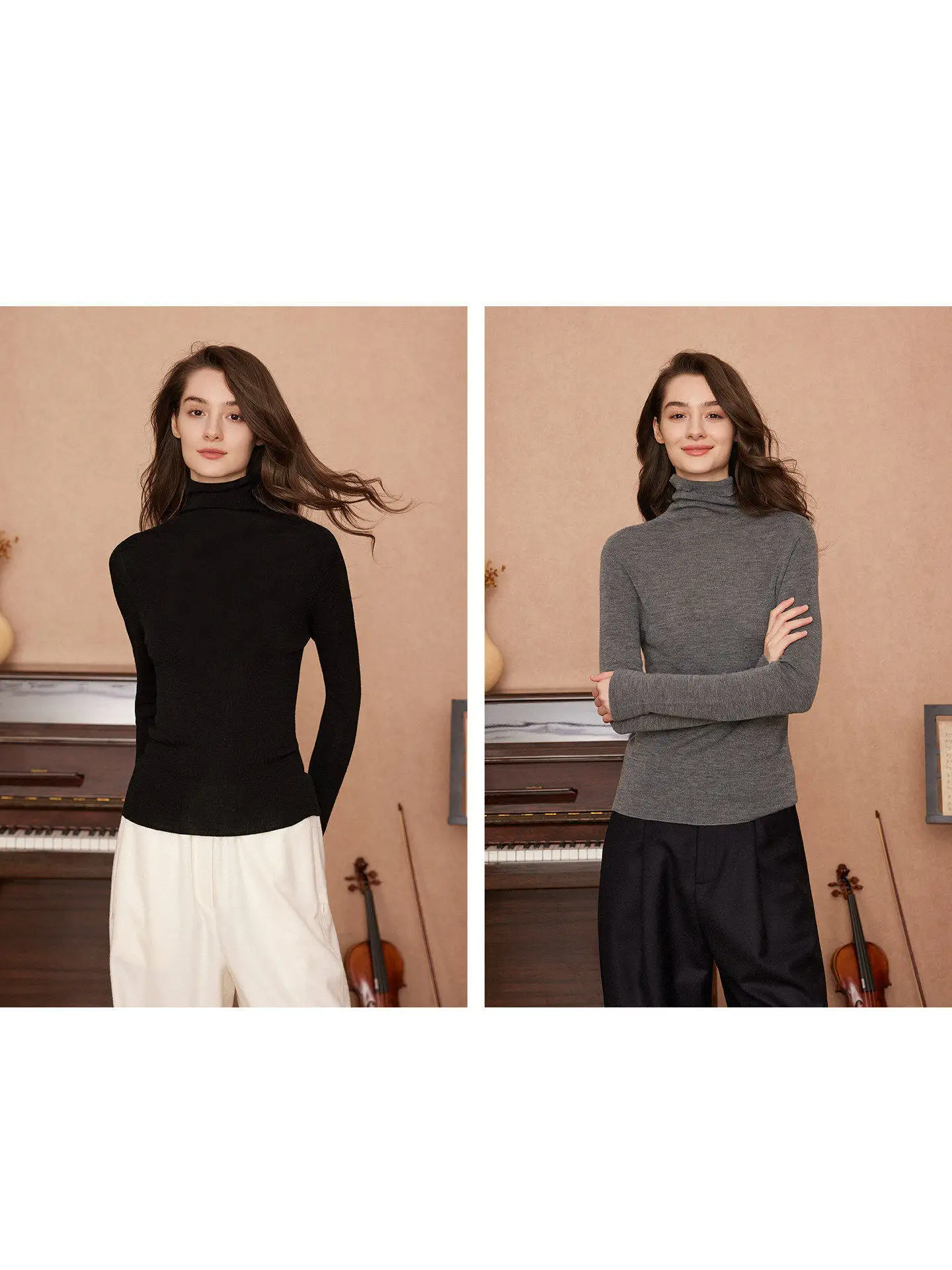 

RIZOUZH Pure Wool Knitted Sweater Women's Slim Fit Faionable Commute Sle Sl One-Piece Woolen Knitwear