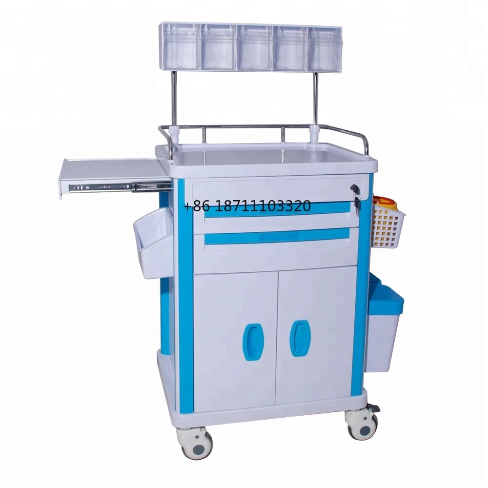High Quality Multi-Function ABS Anesthesia Drug Trolley Modern Hospital Cabinet Drawers Shelves for School Use Model CY-D414