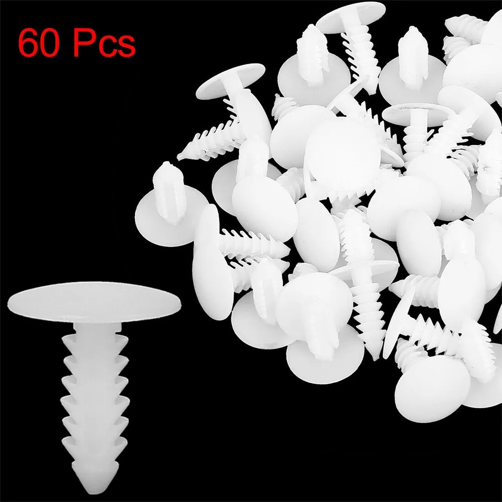 Practical Durable Clips Plastic Parts Rivets White 60pcs Accessories Car Door Trim Fasteners For Automotive Panel