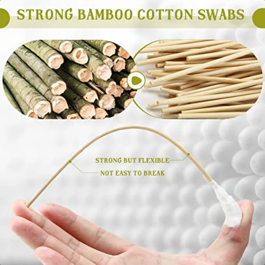 300 Pcs 8 Inch Large Cotton Swabs with Bamboo Handle Oversized Extra Long Cotton Tipped Applicators with Large 1 2 Diameter Ear
