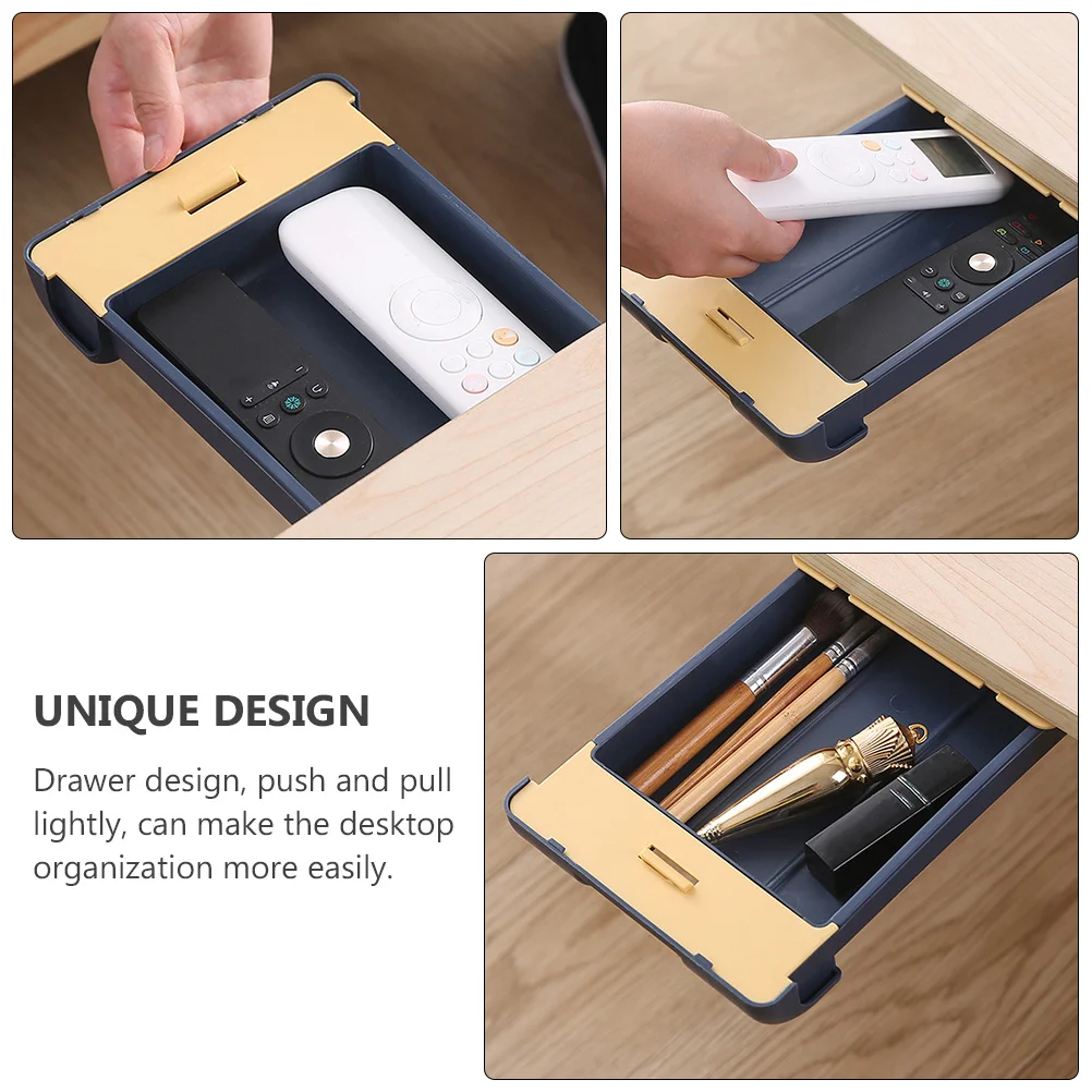 Hidden Pencil Case Pull-Out Desktop Organizer For Pens Rulers Glasses Self-Adhesive Storage Box Plastic Drawer Type Student