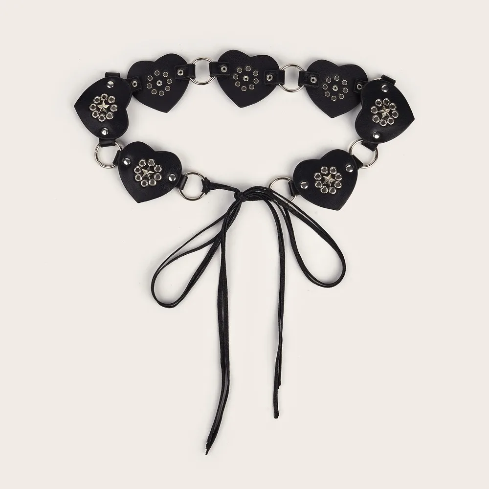 العصرية الحب القلب برشام حزام جلد تصميم فاخر تنوعا الدانتيل يصل حزام الخصر Y2K خمر حزام البنطال الجينز النساء #1