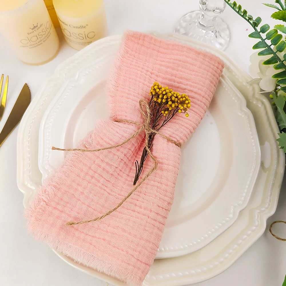 

4PCS 42x42cm Delicate Soft Handmade Cloth Napkins 100% Cotton Table Napkins with Hemmed Edges Dinner Party Wedding Decoration