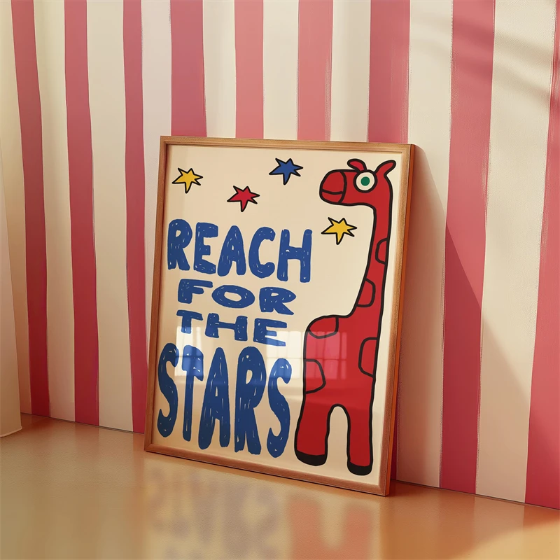 الملصقات الملونة غرفة الاطفال الحد الأدنى قماش اللوحة لطيف الحيوانات طباعة جدار صورة فنية للديكور المنزل هدية للأطفال #5