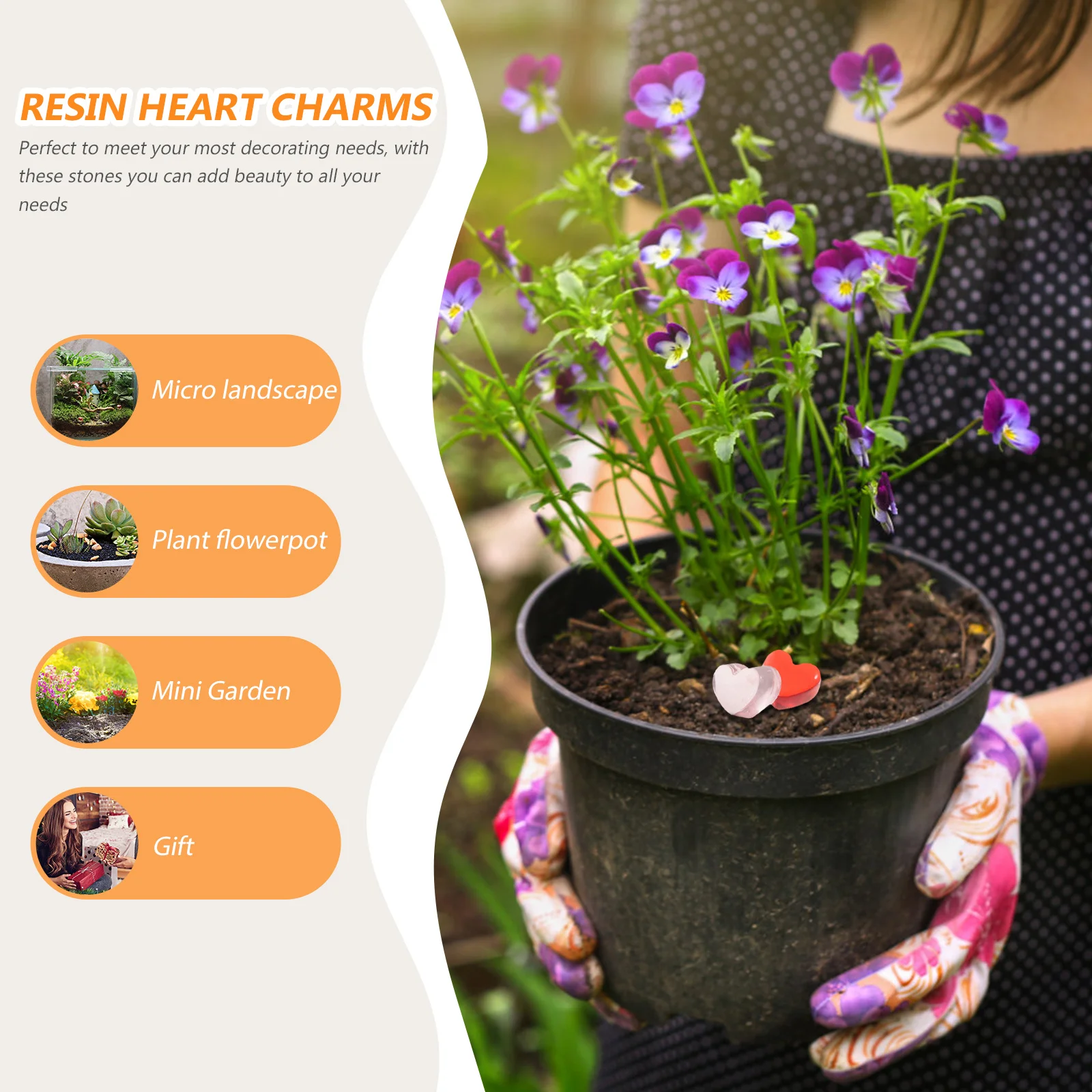 

100Pcs Heart Resin Charms Colorful DIY Craft Embellishments Vase Fillers Wedding Table Scatter Resin Heart Charms