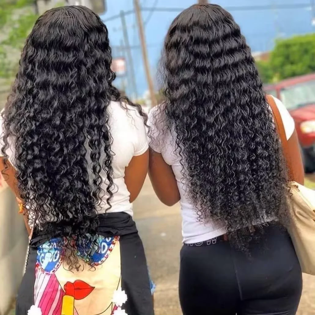 Deep Wave Bundles 100% Human Hair 28 30 inch Virgin Hair Curly 3 4 Bundles Brazilian Weave Human Hair Extension Human Hair Weave