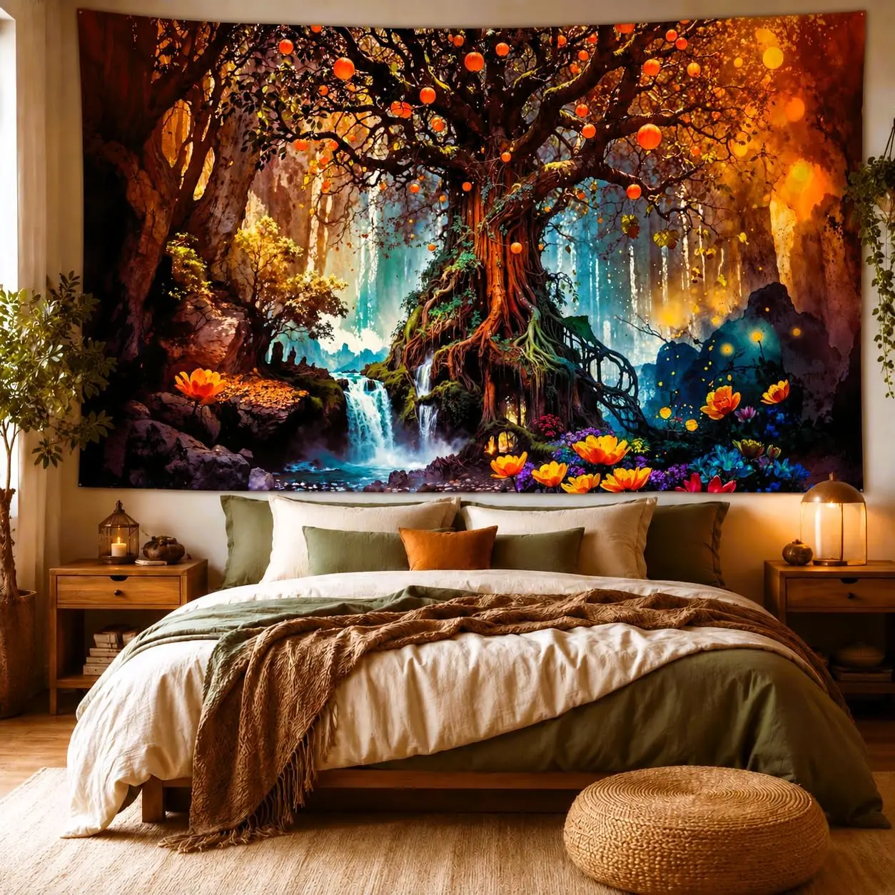 Tapestry Wall Dorm Tapestry Magical Forest Fantasy Tree of Life Fairy Tale Enchanted Mystical Psychedelic Nature Landscape