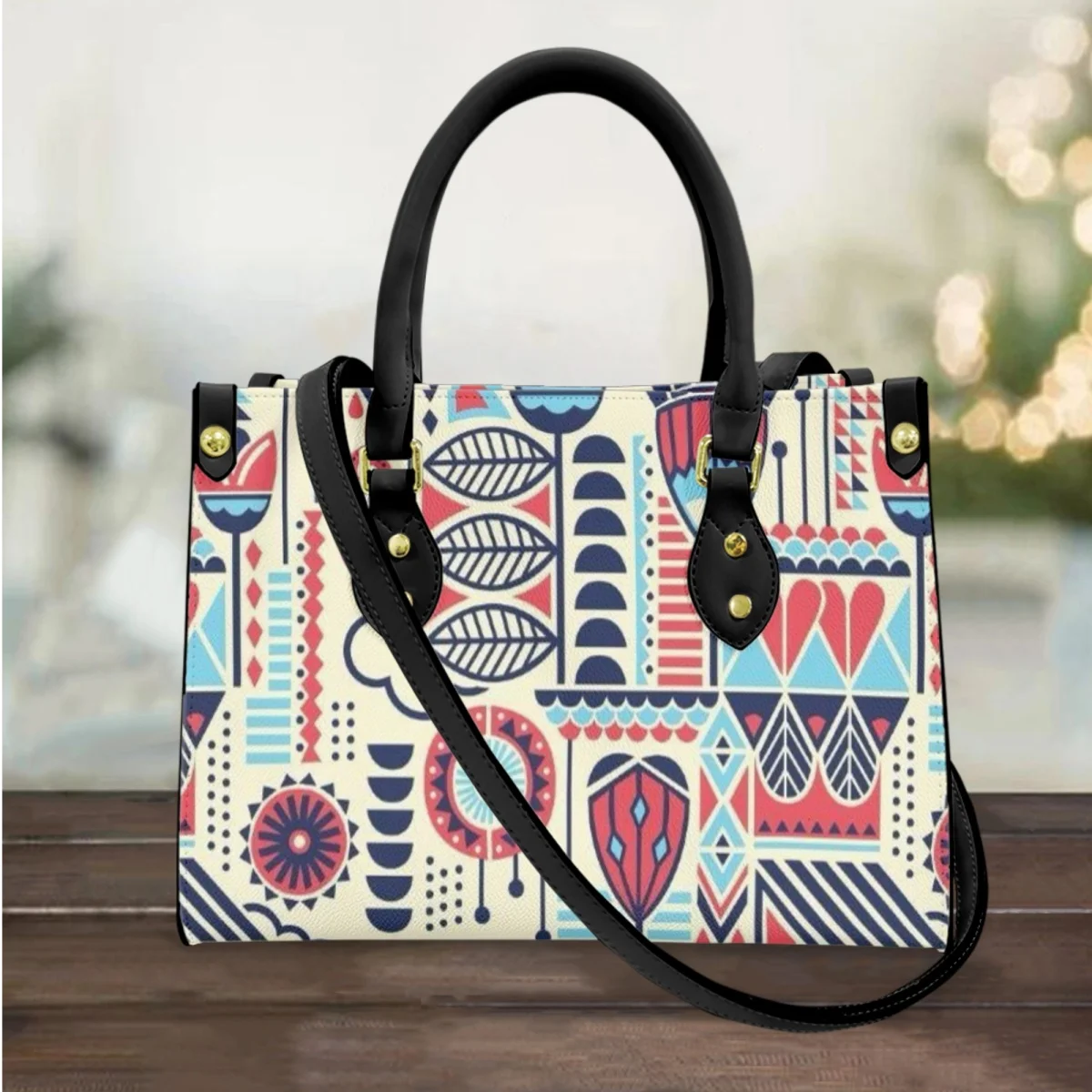 FORUDESIGNS Morocco Style Printed Women Fashion Totes Bag Ethnic Culture Design Leather Handbag Female For Party Work Commuting