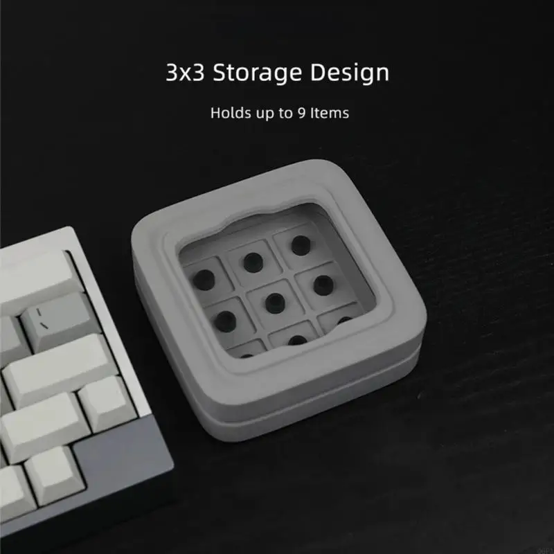 Q6PA 3 x 3 Layout Lighted Keycap Display Case with Viewing Lid, Top, and Storage Box Form for Keyboard Collectors