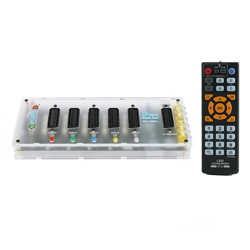 5 in 1 Retro Scart Switch Support Euro Scart Input Scart/RGBS RCA