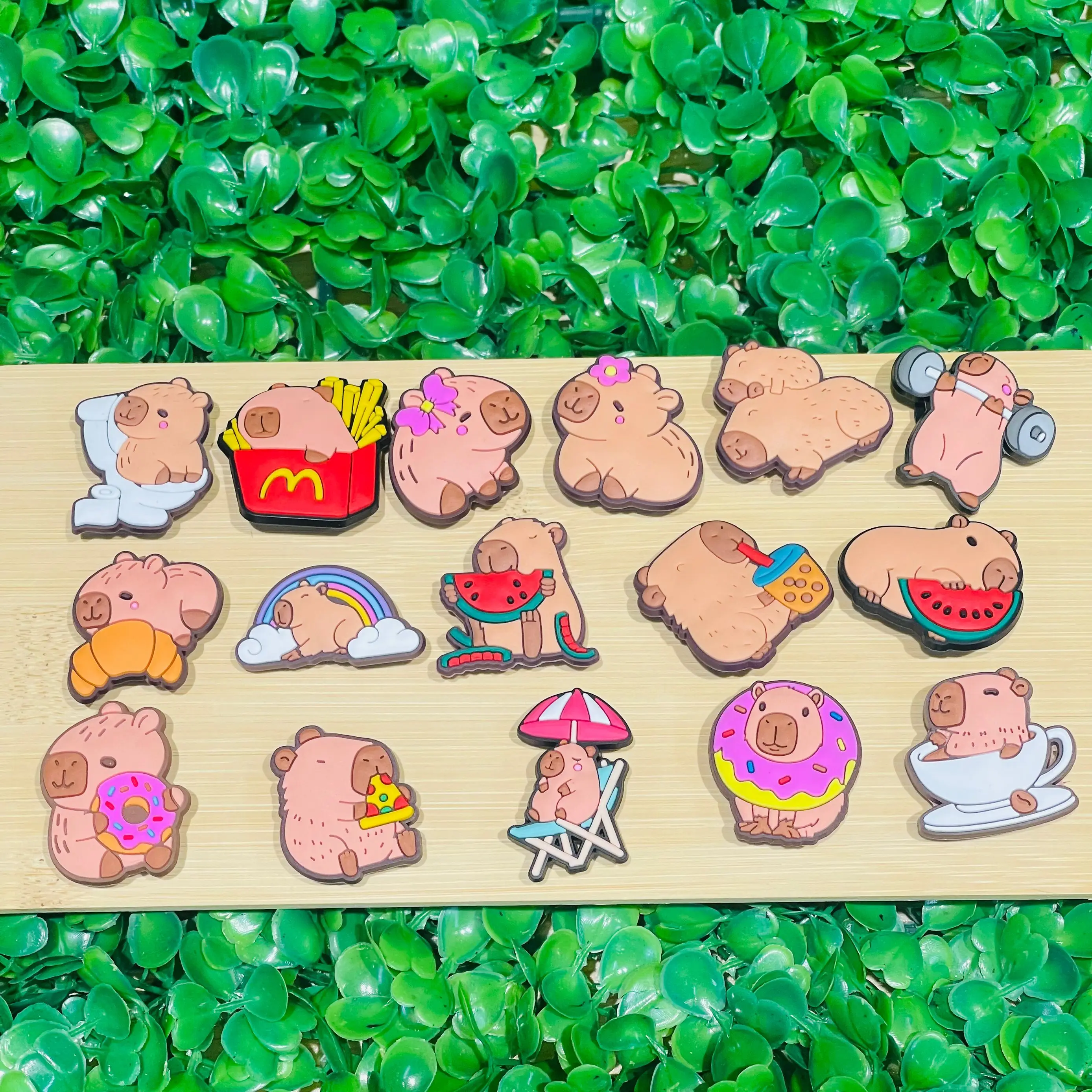 16PCS Cartoon Animal Capybara PVC Kids Shoes Buckle Charms Sandals Accessories Hole Slipper Ornaments DIY Bracelet Birthday Gift
